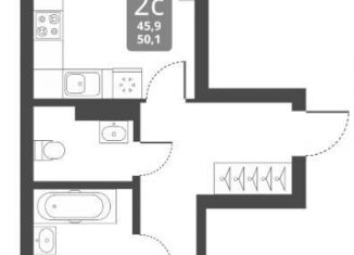 2-ком. квартира на продажу, 50.1 м2, Новосибирск, Тайгинская улица, с3