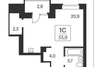 Квартира на продажу студия, 33.8 м2, Новосибирск