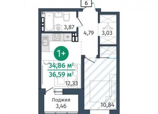 Продажа однокомнатной квартиры, 34.9 м2, деревня Дударева