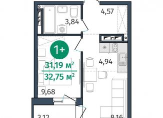 Продам 1-комнатную квартиру, 31.2 м2, Тюмень, улица Тимофея Кармацкого, 17