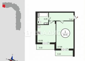 Продам однокомнатную квартиру, 46.9 м2, Владимир, улица Родионовка, 4А, Ленинский район