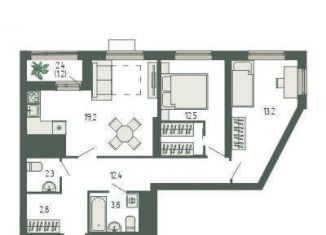 Продается 2-комнатная квартира, 67.7 м2, Свердловская область, площадь Жуковского, 8