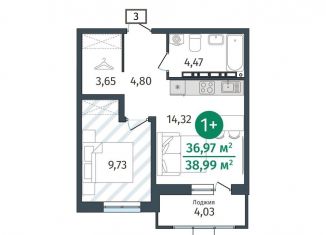 Продается 1-ком. квартира, 37 м2, деревня Дударева