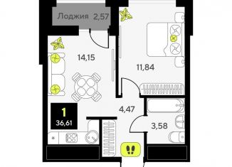 Продам однокомнатную квартиру, 36.6 м2, Тюмень, улица Первооткрывателей, 15