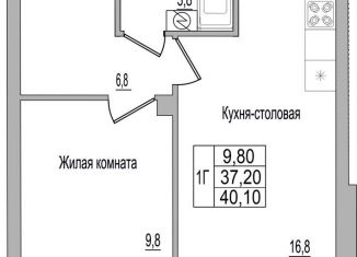 Продается 1-ком. квартира, 40.1 м2, деревня Борисовичи, улица Героя России Досягаева, 4