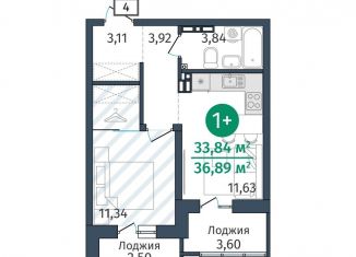 Продам 1-комнатную квартиру, 33.8 м2, деревня Дударева