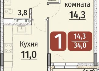 Однокомнатная квартира на продажу, 35.7 м2, Чебоксары, Калининский район