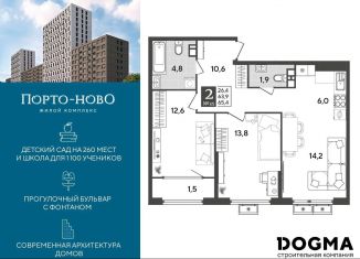 Продажа 2-ком. квартиры, 65.4 м2, Краснодарский край