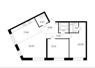 Продажа 3-ком. квартиры, 101.9 м2, Москва, жилой комплекс Форивер, 3, ЖК Форивер