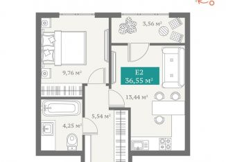 1-ком. квартира на продажу, 36.6 м2, Тюмень, Алматинская улица, 10