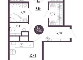 2-ком. квартира на продажу, 69.9 м2, Тула, Зареченский территориальный округ, улица Купцов Гречихиных, 8