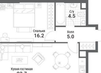 Продаю 1-комнатную квартиру, 49.4 м2, Москва, жилой комплекс Нагатино Ай-Ленд, к1, метро Технопарк