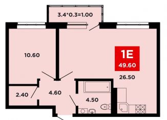 1-ком. квартира на продажу, 49.6 м2, Краснодарский край, улица им. Мурата Ахеджака, 12к10