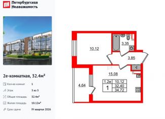 1-ком. квартира на продажу, 32.4 м2, Санкт-Петербург, метро Звёздная