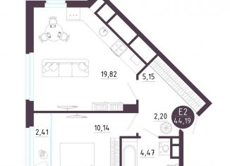 Продается 1-ком. квартира, 44.2 м2, Рязань