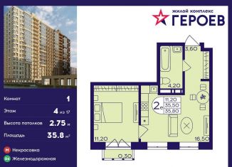 Продажа 1-комнатной квартиры, 35.8 м2, Балашиха