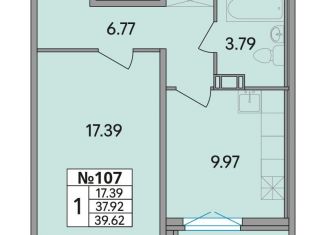 Продам 1-ком. квартиру, 39.6 м2, Ленинградская область