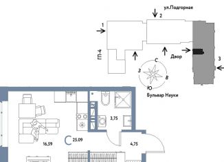 Квартира на продажу студия, 25.1 м2, Тюмень