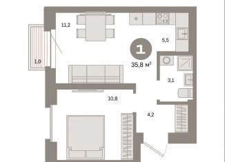 Продаю 1-ком. квартиру, 35.8 м2, Москва, станция Бульвар Рокоссовского, Тагильская улица, 6/5