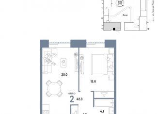 Продаю двухкомнатную квартиру, 42.3 м2, Москва, ЮВАО