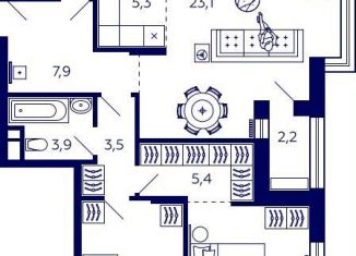 Продажа квартиры свободная планировка, 76.1 м2, Уфа, Октябрьский район, улица Энтузиастов, 7