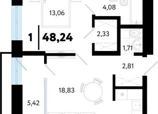 Продаю 1-комнатную квартиру, 48.2 м2, Тюмень