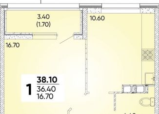 Продам 1-комнатную квартиру, 38.1 м2, Краснодар, Прикубанский округ, улица Доблести, 10