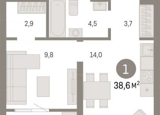 1-комнатная квартира на продажу, 38.6 м2, Екатеринбург, Орджоникидзевский район, Механический переулок, 9