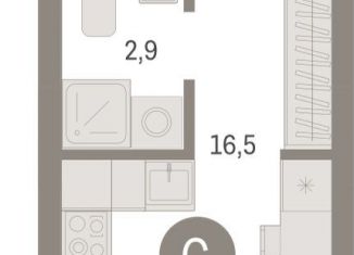 Квартира на продажу студия, 23.1 м2, Екатеринбург, метро Уралмаш, переулок Ритслянда, 15