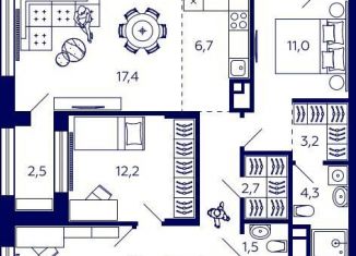 Продам квартиру свободная планировка, 87 м2, Уфа, Октябрьский район, улица Энтузиастов, 7