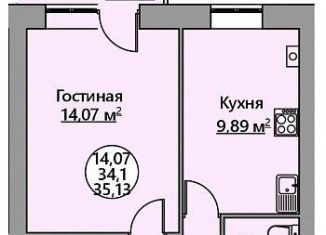 Продается однокомнатная квартира, 35.1 м2, Краснодарский край