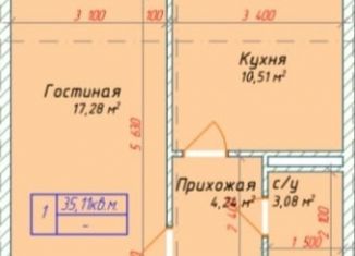 Продается 1-комнатная квартира, 35.1 м2, Нальчик, Солнечная улица, 134, район Горная