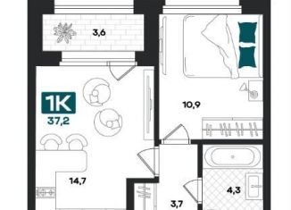 Продается 1-ком. квартира, 37.2 м2, Тюмень, Центральный округ