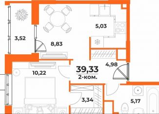 Продаю 2-ком. квартиру, 39.3 м2, Хабаровский край