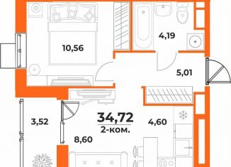 Продаю 2-ком. квартиру, 34.7 м2, Хабаровск