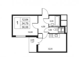 Продам 1-ком. квартиру, 36.1 м2, Ленинградская область