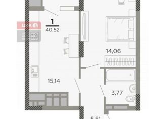 1-комнатная квартира на продажу, 40.5 м2, Рязань, Совхозная улица, 6, ЖК Мартовский