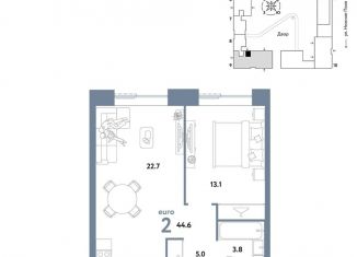 Продается 2-ком. квартира, 44.6 м2, Москва, ЮВАО