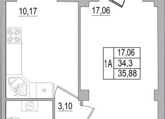 Продам 1-комнатную квартиру, 37.4 м2, Псков, улица Юности, 32, ЖК Смарт-квартал
