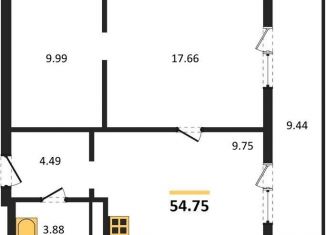 Продается 1-комнатная квартира, 54.8 м2, Новосибирск, метро Золотая Нива