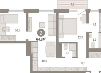 Продам 2-ком. квартиру, 64.8 м2, Екатеринбург, метро Уралмаш, улица Стачек, 62