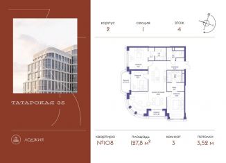 Продажа трехкомнатной квартиры, 127.8 м2, Москва, Большая Татарская улица, 35с20-21