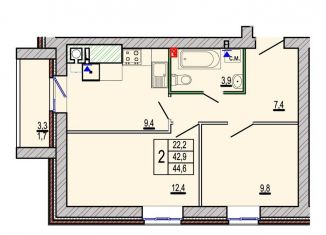 Продается 2-ком. квартира, 44.6 м2, Волгоград