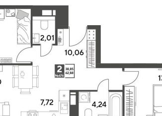 Продам двухкомнатную квартиру, 62.9 м2, Московская область