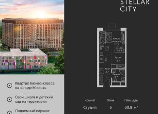 Продам квартиру студию, 30.8 м2, Москва, Можайский район