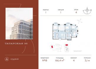 Продается 4-комнатная квартира, 166.4 м2, Москва, метро Новокузнецкая, Большая Татарская улица, 35с6