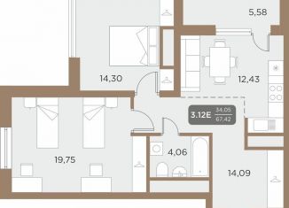 Продается 2-комнатная квартира, 70.2 м2, Екатеринбург, метро Чкаловская