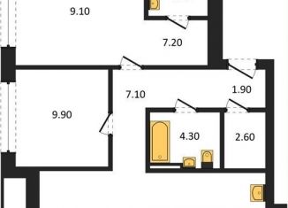 2-ком. квартира на продажу, 71.9 м2, Новосибирск, улица Аэропорт, 88, ЖК Авиатор