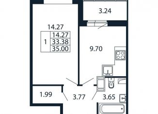 Продаю 1-ком. квартиру, 36.6 м2, Мурино, Ручьёвский проспект, 20