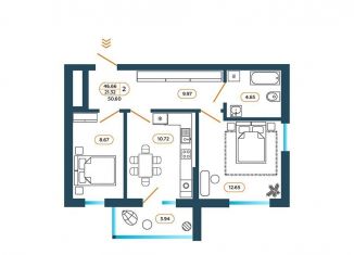 Продается 2-комнатная квартира, 51 м2, Ростовская область, Родная улица, 1